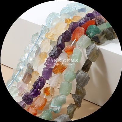 Fluorito Amazonita Perlas de gemas cristal natural piedra bruta de piedra suelta hilos de perlas sueltas para pulseras