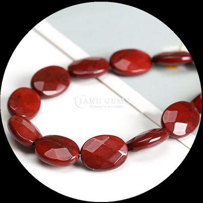 El estilo de la India Agate Rojo Jaspe Piedra de cuentas sueltas hebras de cara ovalado forma de piedra preciosa