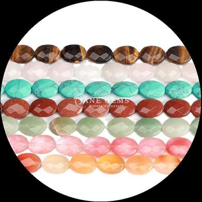 Características de las cuentas de oro de forma ovalada con facetas Cristal natural Howlite Copo de nieve Obsidiana Piedra de cuentas sueltas