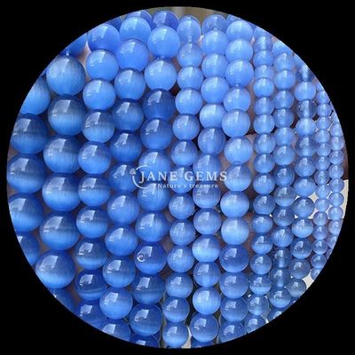 Forma redonda Perlas de gemas coloridas Azul Verde Naranja Color de gato Ojo de perlas sueltas Filamentos para pulseras