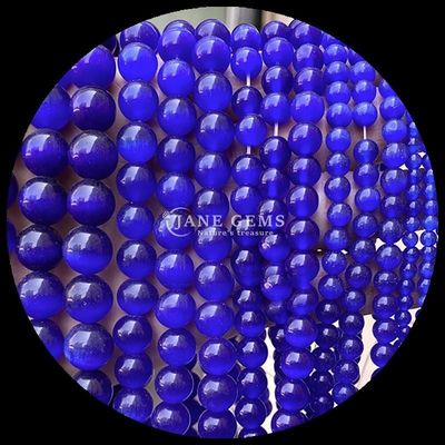 Forma redonda Perlas de gemas coloridas Azul Verde Naranja Color de gato Ojo de perlas sueltas Filamentos para pulseras
