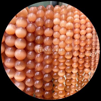 Forma redonda Perlas de gemas coloridas Azul Verde Naranja Color de gato Ojo de perlas sueltas Filamentos para pulseras