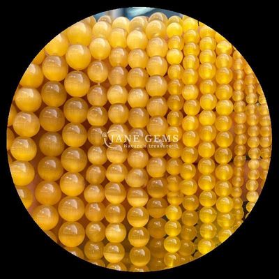 Oro color azul de oliva gemas de la perla de forma redonda ojo de gato hilos de perlas sueltas para joyas hechas a mano