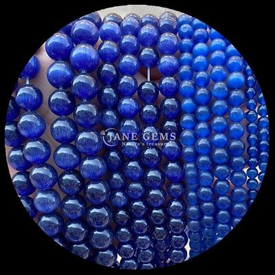 Oro color azul de oliva gemas de la perla de forma redonda ojo de gato hilos de perlas sueltas para joyas hechas a mano