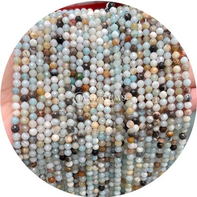 Piedras preciosas redondas con facetas de corte de piedras naturales cuentas de cuerdas para la fabricación de joyas hechas a mano