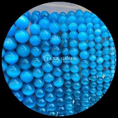 Rojo Azul Púrpura Colorido Perlas de forma redonda Ojo de gato Filamentos de perlas sueltas para energía curativa y regalos
