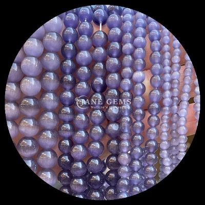 Rojo Azul Púrpura Colorido Perlas de forma redonda Ojo de gato Filamentos de perlas sueltas para energía curativa y regalos