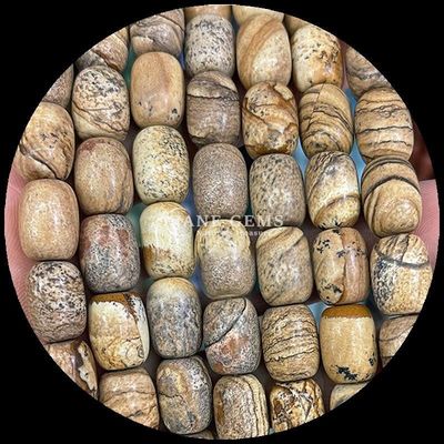 Gemas Perlas Dalmatino Jaspe Cristal Natural Gemstone Barril Forma de Perlas sueltas Filamentos para la fabricación de joyas