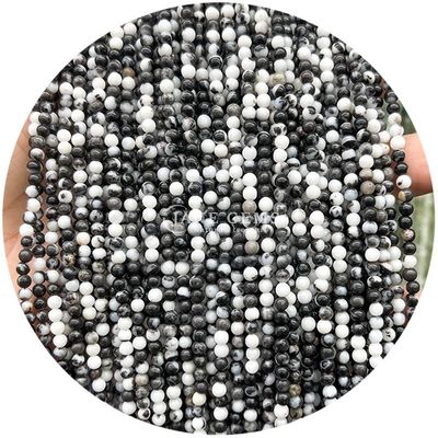 Energía curativa Piedra semipreciosa Grasa redonda cuentas sueltas cebra jaspe cuentas naturales hebras para bricolaje