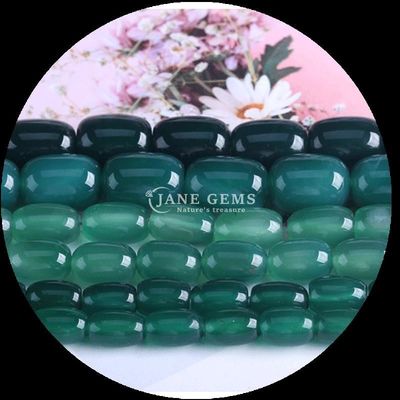 Perlas de gemas Carnelia Ágata verde cristal natural piedra preciosa barril forma de perlas sueltas hebras para la fabricación de joyas