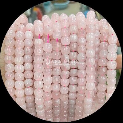 Perlas de gemas rosa cuarzo hielo jade verde cristal natural piedra preciosa forma de manzana hilos de perlas sueltas para la fabricación de joyas