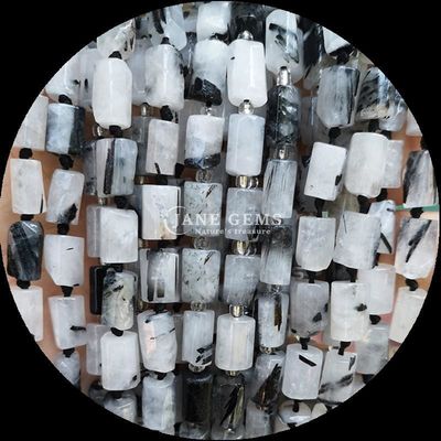 Perlas de gemas Cristal natural Apatita Rodonita Piedra preciosa de facetas de forma cilíndrica Filamentos de perlas sueltas para la fabricación de joyas