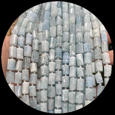 Perlas de gemas Cristal natural Acuamarina Prehnita Piedra preciosa de facetas de forma cilíndrica Filamentos de perlas sueltas para la fabricación de joyas