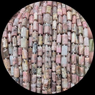 Perlas de gemas Cristal natural Apatita Rodonita Piedra preciosa de facetas de forma cilíndrica Filamentos de perlas sueltas para la fabricación de joyas