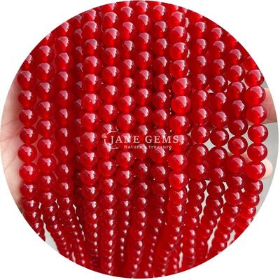Lavanda Calcedonia Rojo Brillante Calcedonia Redonda Perlas Esparcidas Productos semiacabados Joyería DIY Accesorios