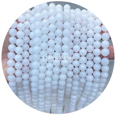 Polished Smooth Hetian White Jade Chalcedony Light Peach Chalcedony Perlas sueltas para la fabricación de joyas DIY