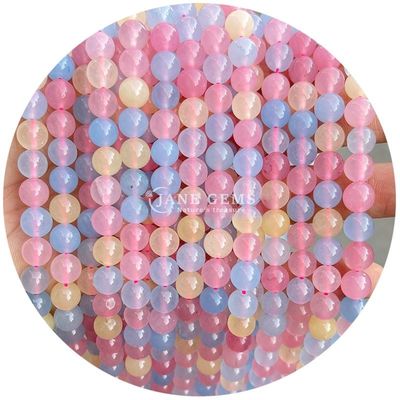 Polished Smooth Hetian White Jade Chalcedony Light Peach Chalcedony Perlas sueltas para la fabricación de joyas DIY