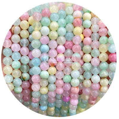 Jades redondos mezclados Calcedonia Perlas de piedra curativa Cristal piedra natural Perlas sueltas DIY Joyería