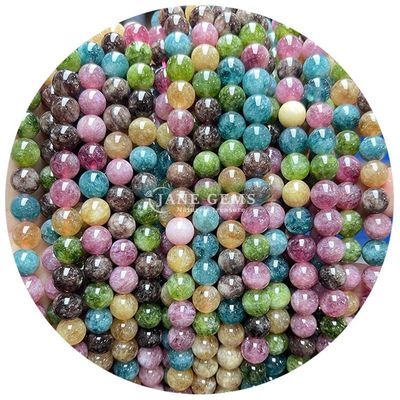 Jades redondos mezclados Calcedonia Perlas de piedra curativa Cristal piedra natural Perlas sueltas DIY Joyería