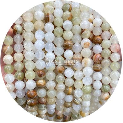 Jades redondos mezclados Calcedonia Perlas de piedra curativa Cristal piedra natural Perlas sueltas DIY Joyería