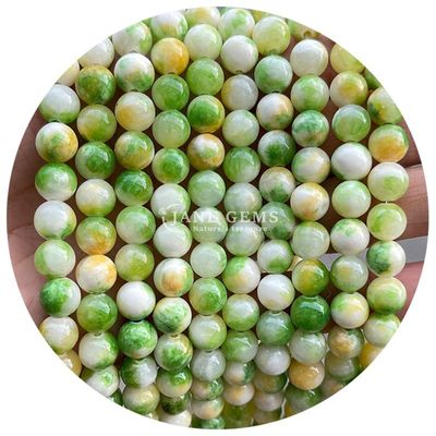 Jades redondos de color de piedra calcedónica cuentas curativas de cristal piedra natural cuentas sueltas para hacer joyas