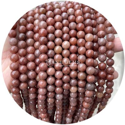 Piedra natural con cuentas sueltas de piedra gemma rosa redonda suave para hacer joyas
