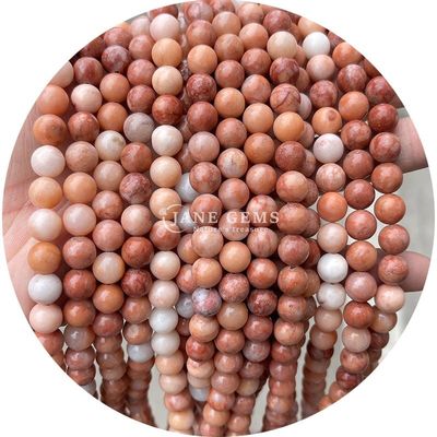 Piedra natural con cuentas sueltas de piedra gemma rosa redonda suave para hacer joyas