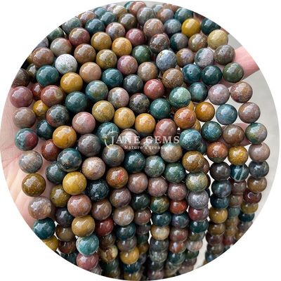 Piedra gemosa semipreciosa natural Océano Jaspe Dragón Sangre cuerdas sueltas para hacer joyas