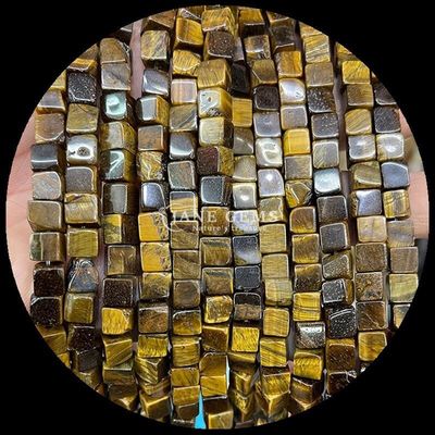 Cubo de forma cuadrada Opalita Ojo de tigre hebras de cuentas sueltas para energía curativa