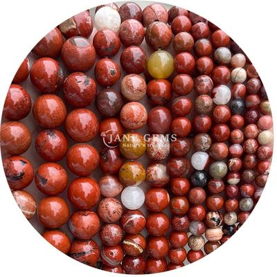 Joyería de cristal hecha a mano Artesanías redondas Perlas de jaspe rojo para pulseras Collares