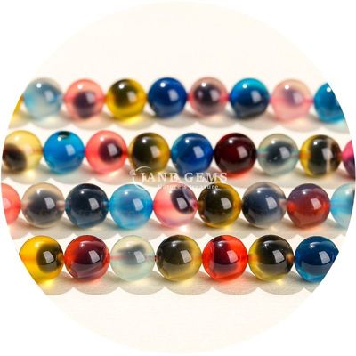 Arco iris azúcar ágata cuentas sueltas cuentas redondas DIY joyería accesorios cuentas para hacer regalos