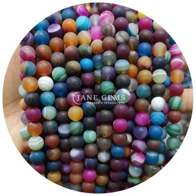 Perlas sueltas de ágata mate helada Productos semiacabados hechos a mano para regalos de cumpleaños