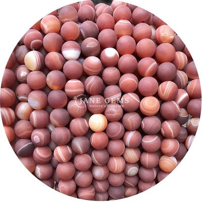 Perlas de ágata de rayas rojas naturales Sardonyx ágata mate redonda Perlas sueltas para la fabricación de joyas