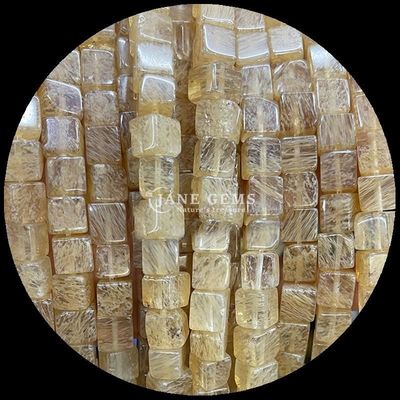 Cubo Cuadrado Forma Natural de piedras preciosas Perlas Limón Jade Rhodonite hilos de perlas sueltas para la curación y joyería bricolaje