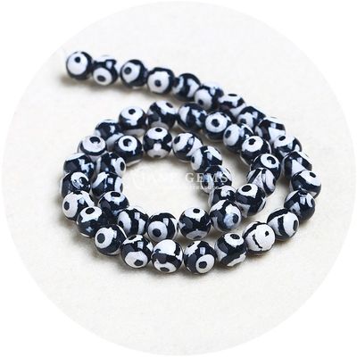 Piedra de forma redonda de ágata, marrón, bolas de fútbol Dzi para joyería y artesanía