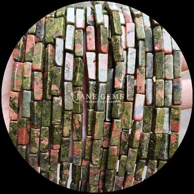 Unakite natural Malaquita Rectángulo Forma Cuadrada Cajas de perlas de piedra preciosa para joyería DIY