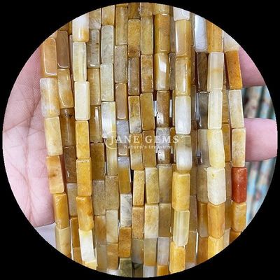 Forma rectangular Cuadrada Piedra preciosa de cuentas hebras amarillo natural jade rosa aventurino