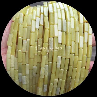 Perlas de piedras preciosas naturales de forma rectangular Limón Jade Howlite hebras sueltas para bricolaje