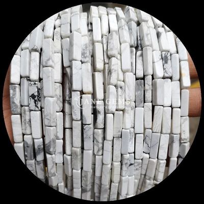 Perlas de piedras preciosas naturales de forma rectangular Limón Jade Howlite hebras sueltas para bricolaje