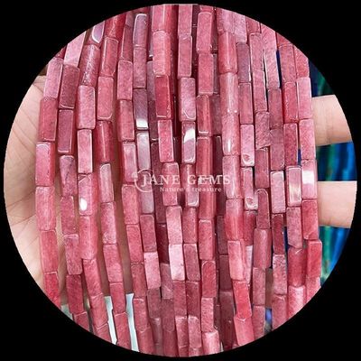 Rectángulo de acabado pulido gemas de cuentas púrpura Calcedonia mapa Jasper 4x13mm para joyería DIY