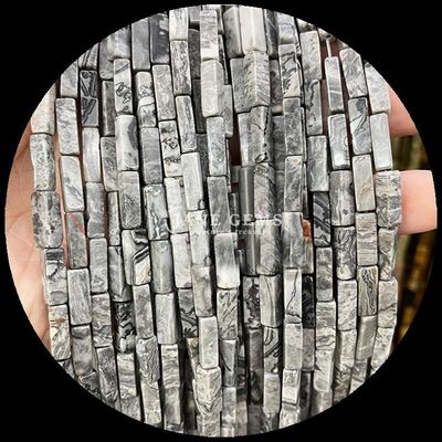 Rectángulo de acabado pulido gemas de cuentas púrpura Calcedonia mapa Jasper 4x13mm para joyería DIY