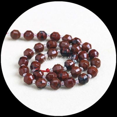 Perlas de forma natural de oliva con facetas de piedra suelta Perlas de jaspe rojo Mookite hebras sueltas para joyería DIY