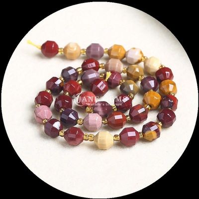 Perlas de forma natural de oliva con facetas de piedra suelta Perlas de jaspe rojo Mookite hebras sueltas para joyería DIY