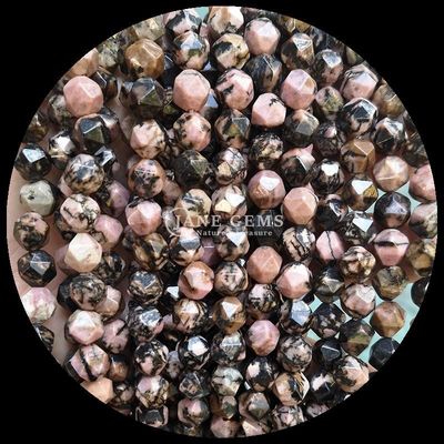 Piedra preciosa facetada forma de diamante natural rodonita amazonita cuentas de hebras sueltas