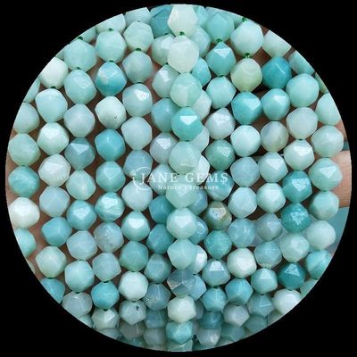 Perlas con facetas de diamantes multicolores y hebras de piedra arenisca azul para la fabricación de joyas DIY