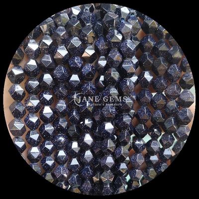 Perlas con facetas de diamantes multicolores y hebras de piedra arenisca azul para la fabricación de joyas DIY