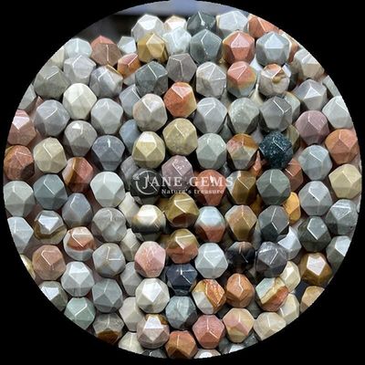 Perlas con facetas de diamantes multicolores y hebras de piedra arenisca azul para la fabricación de joyas DIY