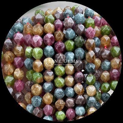 Perlas de piedras preciosas naturales de forma facetada Rosa cuarzo Turmalina hebras sueltas para la fabricación de joyas