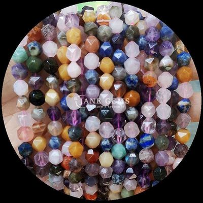 Perlas de piedras preciosas naturales de facetas elegantes Fluorito Lapislázuli Filamentos sueltos para la fabricación de joyas