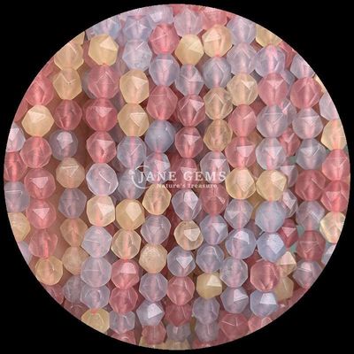 Perlas de gemas con facetas de diamantes naturales sueltas Morganita rosa aventurina hebras sueltas para la fabricación de joyas